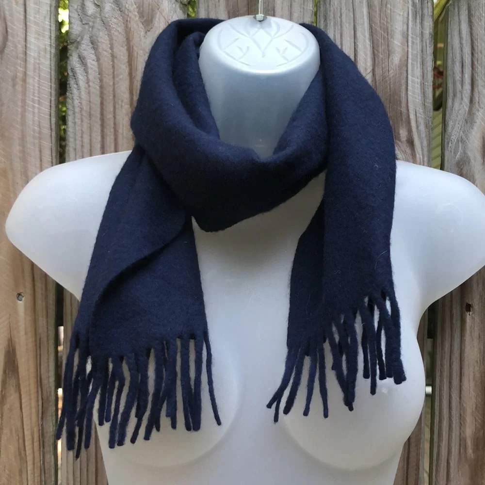 VTG Luxurious Sophisticated Cashmere Scarf made in West Germany Navy Blue